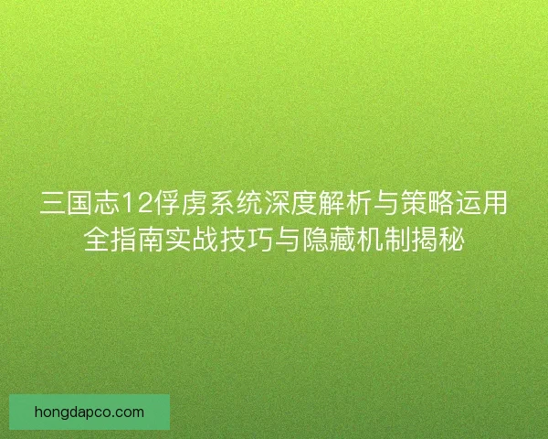 三国志12俘虏系统深度解析与策略运用全指南实战技巧与隐藏机制揭秘