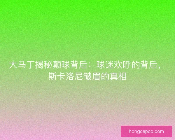 大马丁揭秘颠球背后：球迷欢呼的背后，斯卡洛尼皱眉的真相